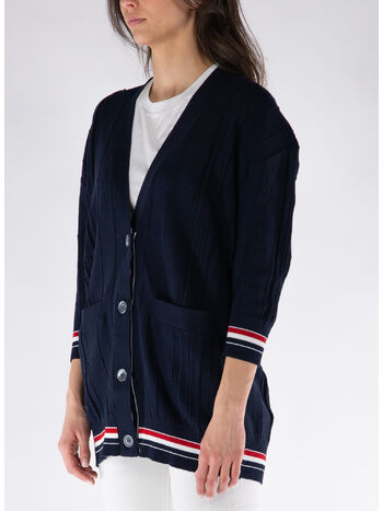 CARDIGAN OVER STRIPE, 415 BLU, small