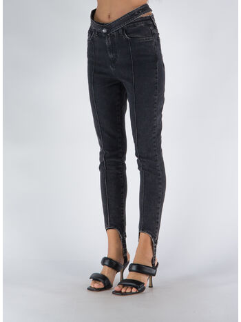 PANTALONE WASHED BLACK DRILL STIRRUP SKINNY, 1274 004 WASHED BLACK, small