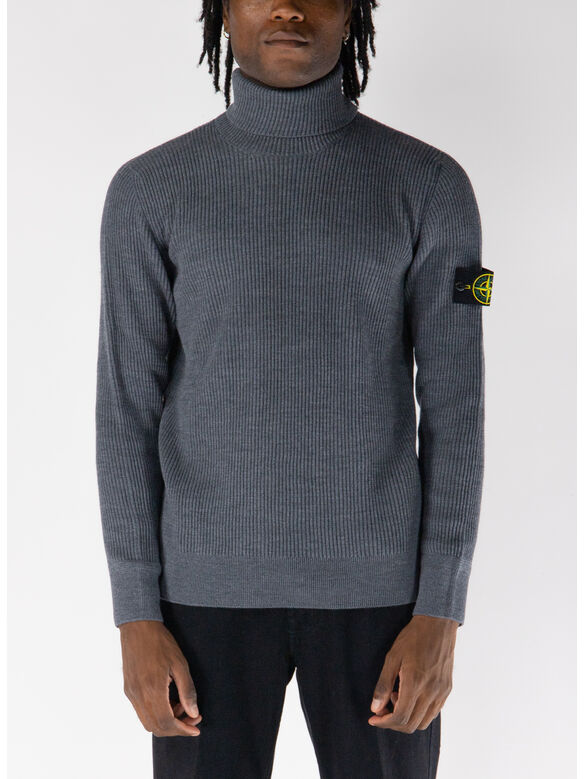 MAGLIONE DOLCEVITA FULL RIB RWS WOOL, V0M67 MELANGE DARK GREY, medium