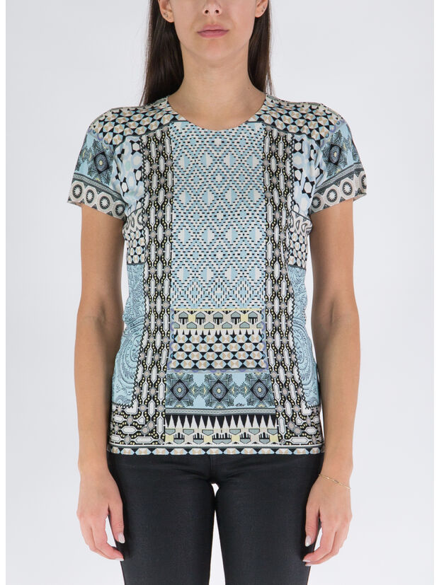 T-SHIRT IN SETA PATCHWORK, 250 MULTICOLOR, large