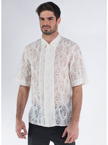 CAMICIA IN PIZZO COTONE E POLIESTERE, , small