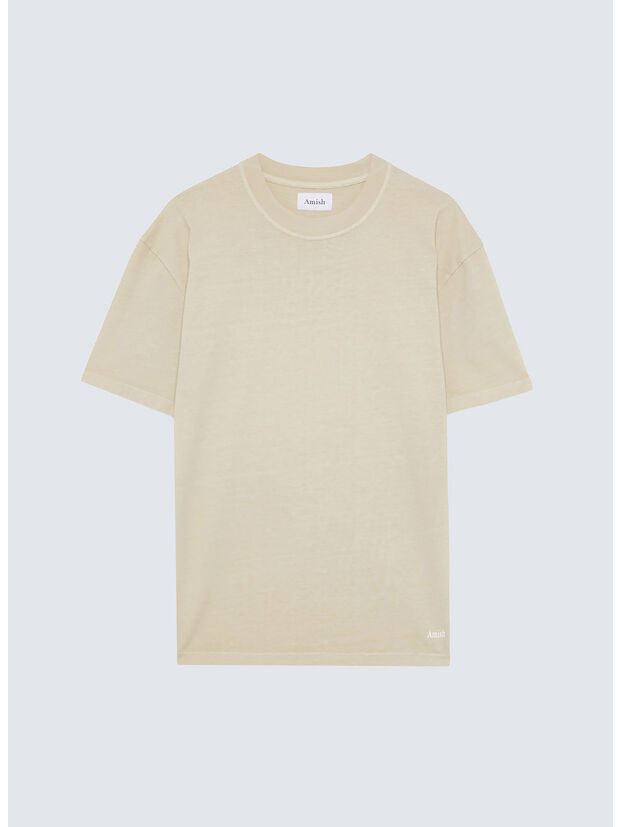 T-SHIRT MICRO LOGO, C0668 Jersey Dyed Stone buff, large