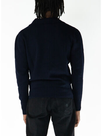 MAGLIONE CON COLLO A POLO SENZA BOTTONI AAGRO, 21 BLU, small