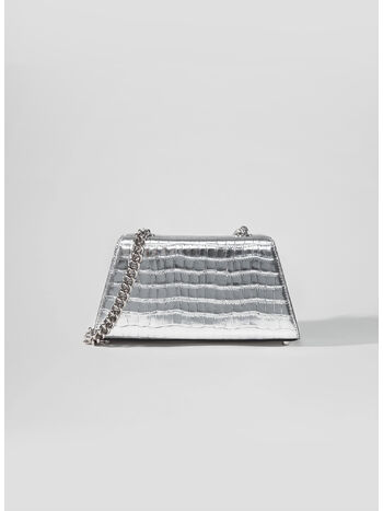 BORSA CROC MINI WITH BOW, SILVER, small
