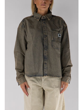 GIACCA CAMICIA GEORGIA, 3FUGD BLUE/LEATHERGARMENTDYED, small