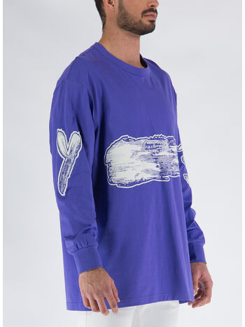 T-SHIRT A MANICHE LUNGHE CON STAMPA, PURPLE, small