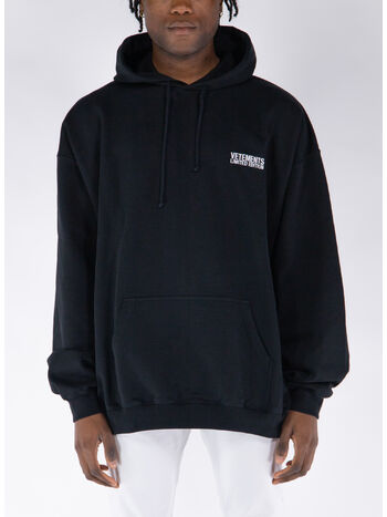 FELPA HOODIE EMBROIDERED LOGO, BLACK, small