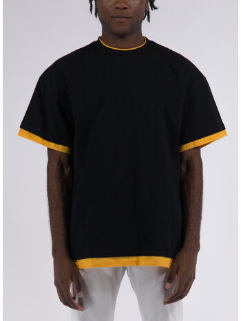 T-SHIRT DOUBLE LAYER, 001 BLACK (001 + 712), small