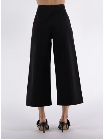 PANTALONE CROPPED WIDE COTTON SUTING, 099 BLACK, small