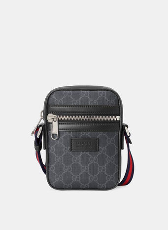 BORSA A TRACOLLA IN TESSUTO GG SUPREME, 1095BLACKNEROBRB, small