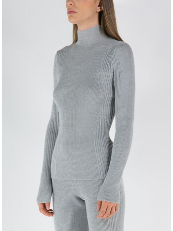 MAGLIONE PULLOVER LIGHT REFLECTIVE RIB SKIVVY, SILVER, small