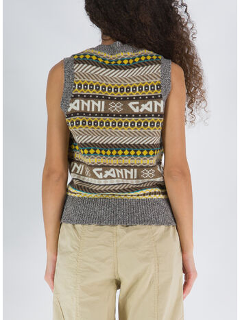 GILET LOGO WOOL MIX, 531 PALE KHAKI, small