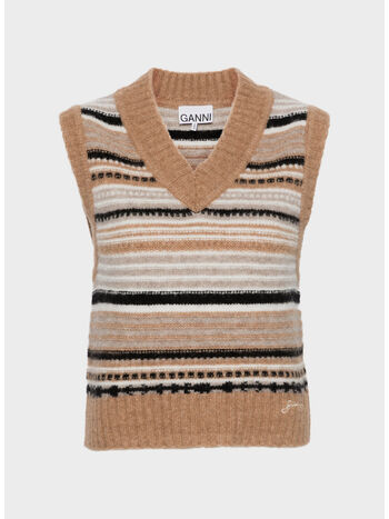 GILET SOFT WOOL STRIPE, 177 TIGER'S EYE, small