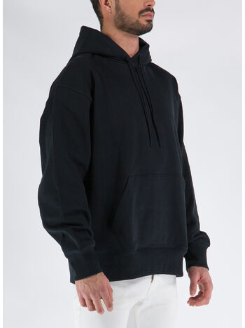 FELPA CON CAPPUCCIO, BLACK, small