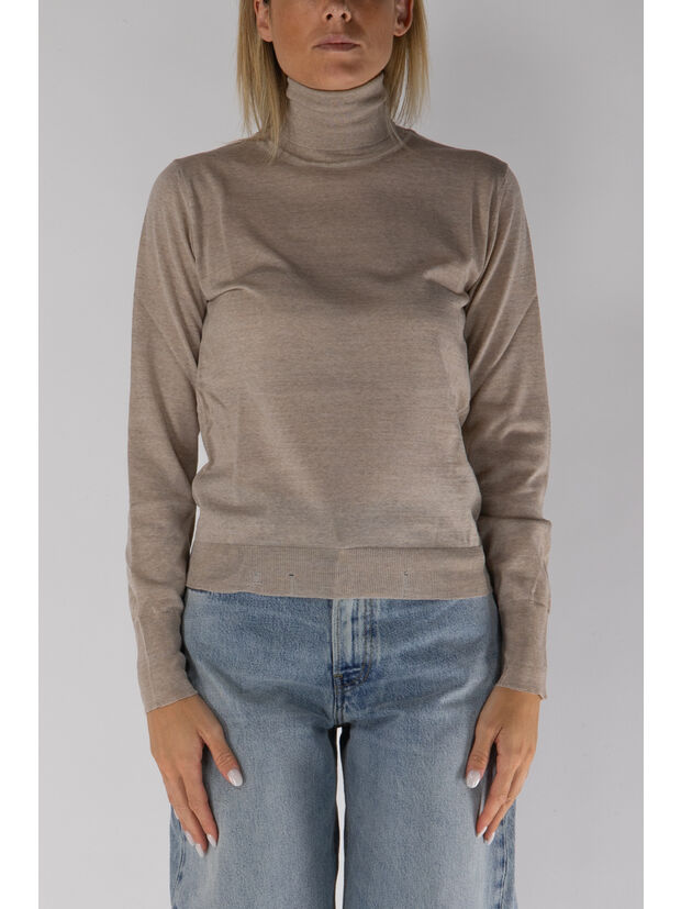 MAGLIONE DOLCEVITA IN LANA MERINO, 55150 TAN, large