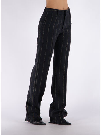 PANTALONE LIGHT WOOL LUREX PINSTRIPE, 0932 BLACK GOLD, small
