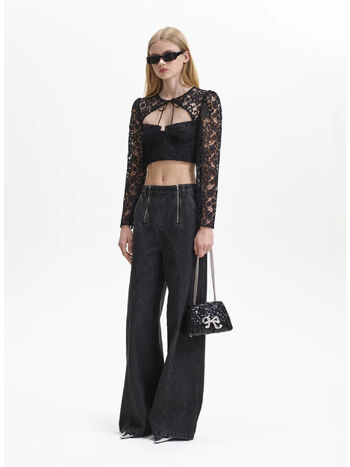TOP CON MANICHE LUNGHE, BLACK, small