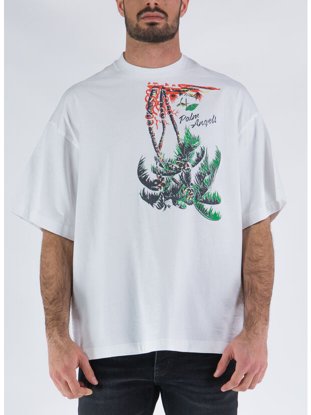Palm Angels White Oversized Upsidedown Palm Tree T-shirt for Men