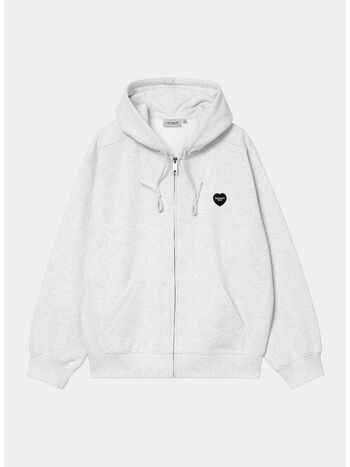 FELPA FULL ZIP HOODED HEART II, 482XX ASH HEATHER, small
