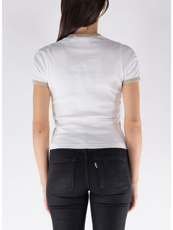 T-SHIRT CONTRAST V NECK, B131 WHITE HERITAGE/ SAND, small