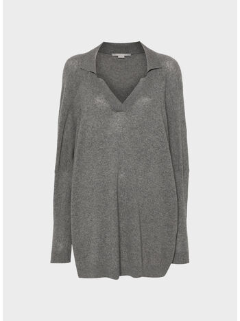 MAGLIONE CON COLLO A POLO, 1262 GREY MELANGE, small