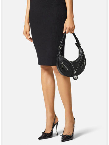 BORSA HOBO PICCOLA REPEAT, 1B00P NERO-PALLADIO LUCIDO, small