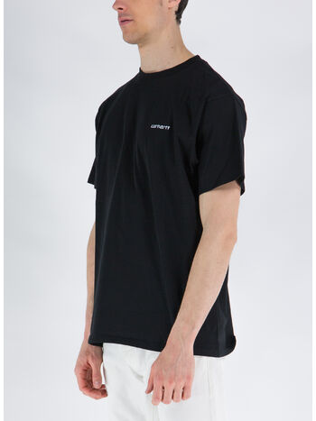 T-SHIRT SCRIPT EMBROIDERY, 0D2XX BLACK/WHITE, small