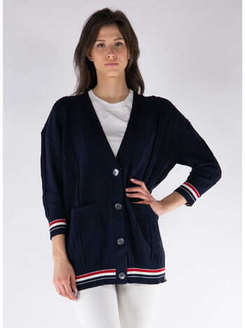 CARDIGAN OVER STRIPE, 415 BLU, small