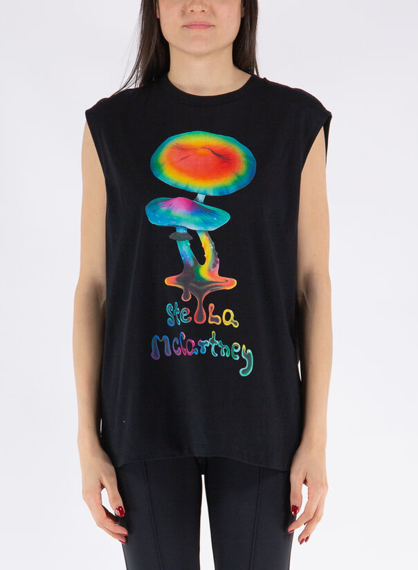 T-SHIRT MUSHROOM PRINT, 1000BLACK, large