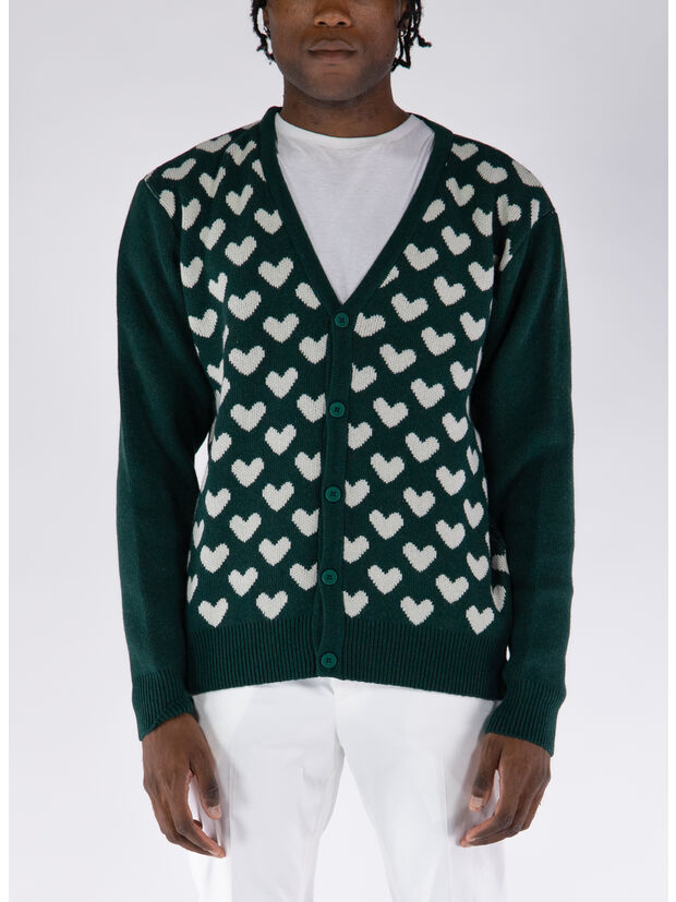 MAGLIONE HEART JACQUARD, GREEN, large