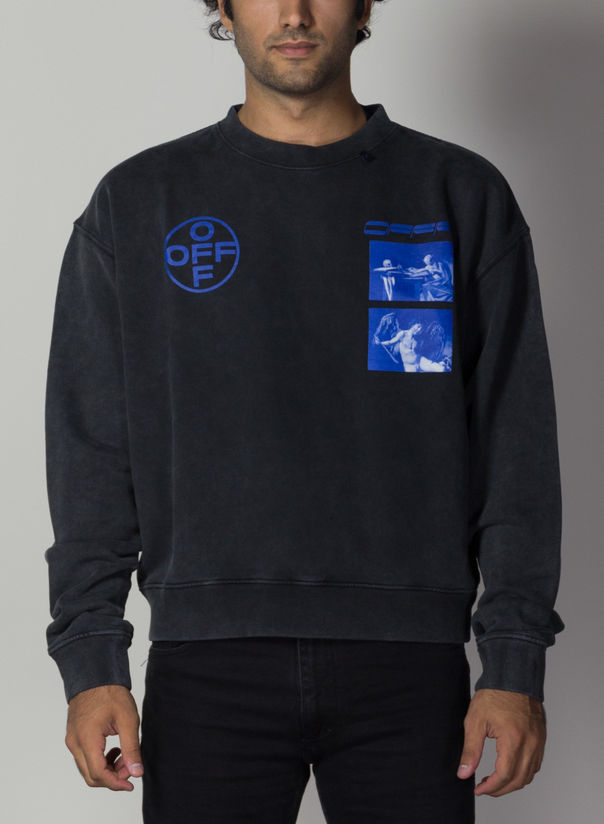 FELPA HARDCORE CARAVAGGIO SWEATSHIRT, BLACK/BLUE, large