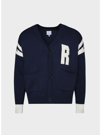CARDIGAN IN MAGLIA LIGHTNING, 0364 	NAVY/WHITE, small