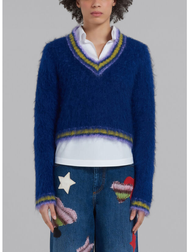 MAGLIONE MOHAIR CON FINITURE A RIGHE, 00B56, large