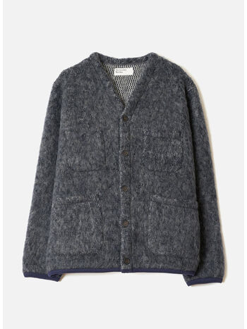 CARDIGAN MOHAIR, NAVY/PALE GREY, small