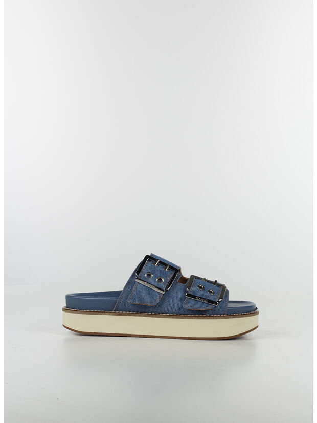 SANDALO WIDE WELT CHUNKY BUCKLE FLAT, 630 DENIM, large