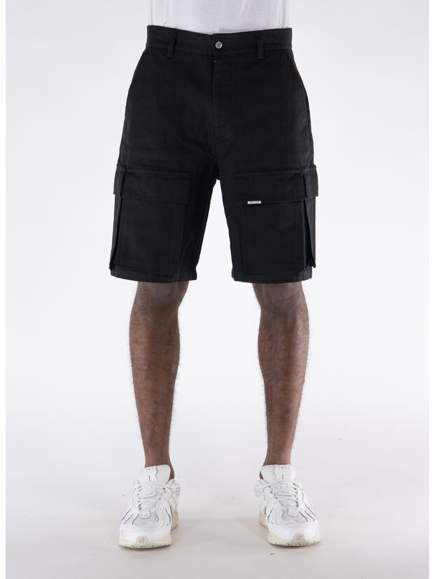 SHORTS COTTON CARGO BAGGY, 01 BLACK, large