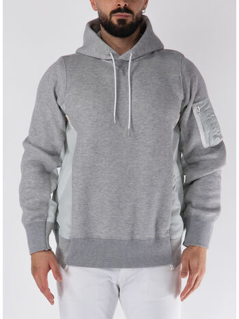 FELPA HOODIE CON INSERTI, 381 LGRAY/LGRAY, small