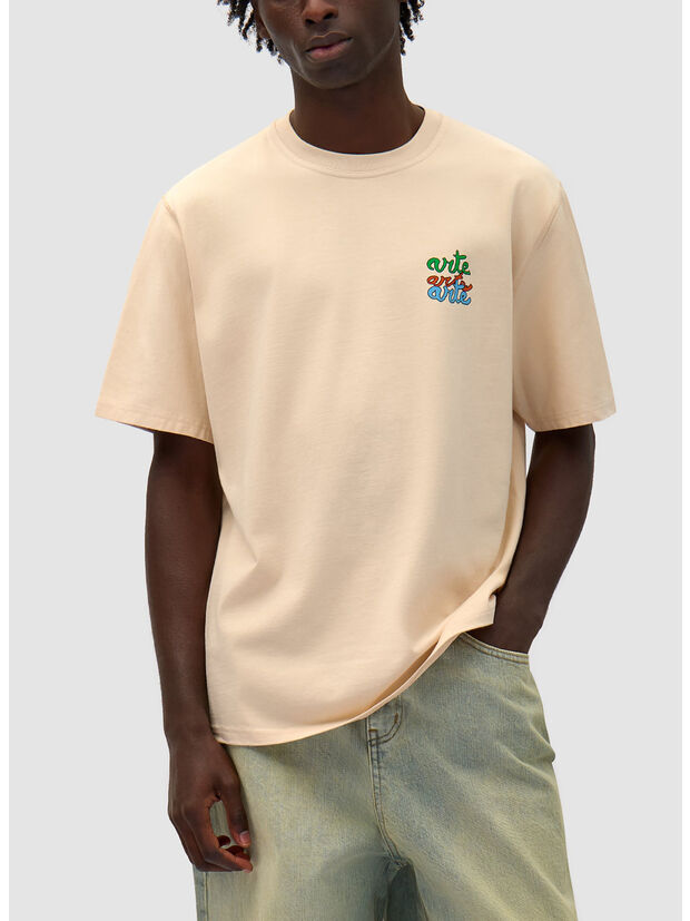 T-SHIRT 3X LOGO, CREAM, large