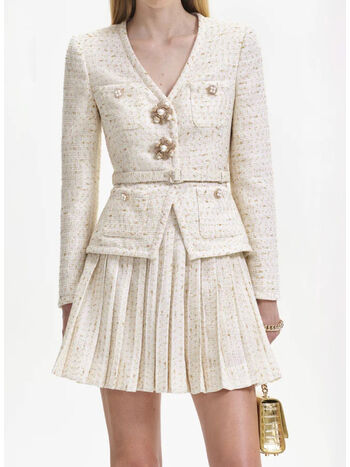ABITO CREAM METALLIC BOUCLE MINI, CREAM, small
