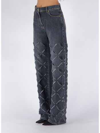 JEANS A GAMBA LARGA CON TAGLI, 1D430 GRIGIO SCURO, small