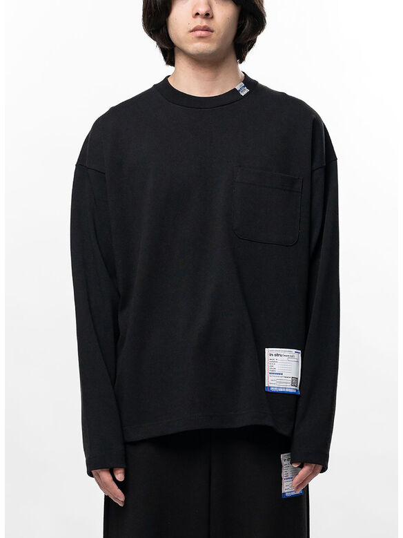 T-SHIRT HEAVY WEIGHT JERSEY POCKET LS, BLACK, medium