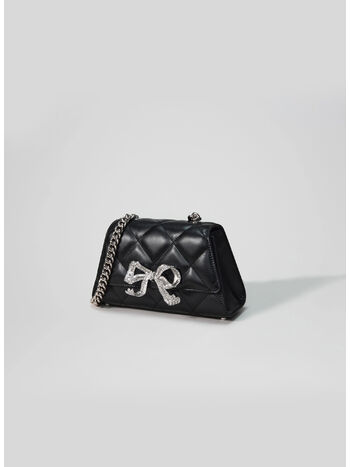 BORSA MINI QUILTED WITH BOW, BLACK, small