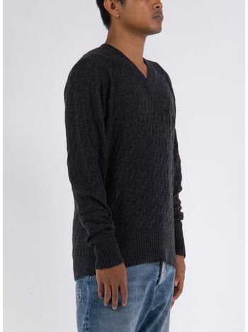 PULLOVER CABLE STITCH V NECK, 0002, small