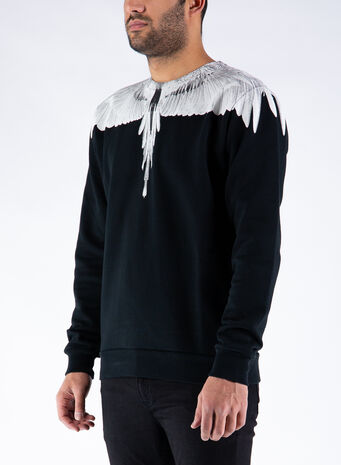 FELPA WINGS REGULAR CREWNECK, 1001BLACKWHITE, small