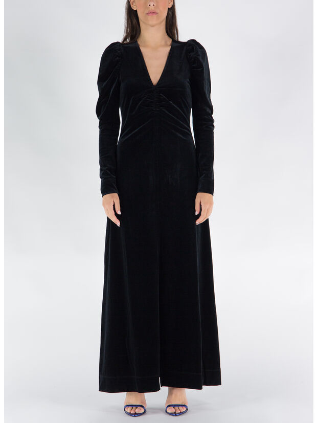 ABITO LUNGO VELVET JERSEY, 099 BLACK, large