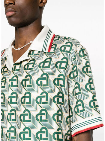 CAMICIA CUBAN COLLAR, 05 HEART MONOGRAMME GREEN, small