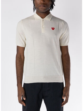 POLO A MANICHE CORTE CON LOGO UNISEX, OFF WHITE, small