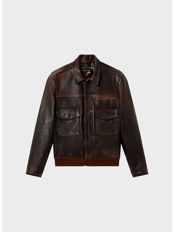 GIACCA LEATHER BOMBER, 55381 DARK BROWN, small