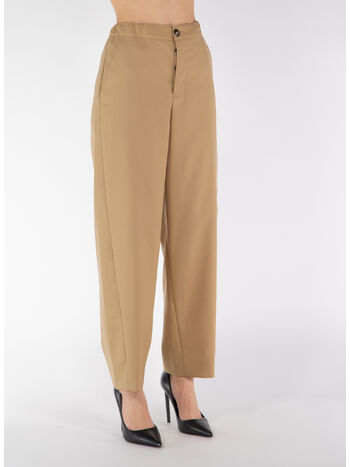 PANTALONI CROP IN FRESCO LANA CON COULISSE, 00W75, small