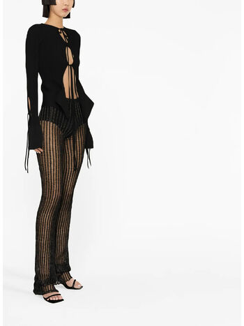 CARDIGAN RIBBED KNIT CARDIGAN WITH CUT-OUT, 0473 004 BLACK, small